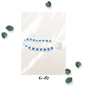 Sapphire Faceted Glass Single Wrap Clear Cord Bracelet